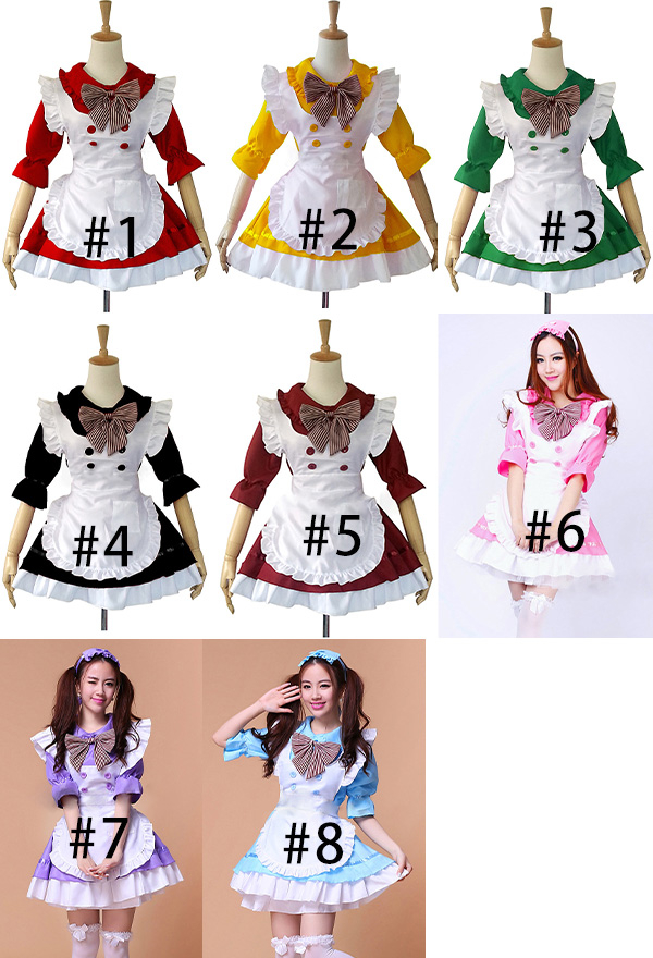 Robe Lolita Gothique Kawaii - Style Japonais, Manches Courtes, Dentelle Et Volants - Pour Cosplay, Fête, Déguisement