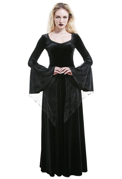 Robe Médiévale Femme BuzzoXerex - Capuche, Corset, Bas - Halloween Et Carnaval
