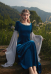 Robe Médiévale Rétro Costume Historique Manuel en Velours Bleu Foncé à Manches en Mousseline