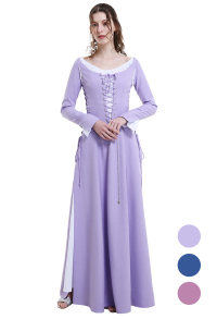 Medieval Renaissance Costume Handmade Historical Retro Lace-up Dress Full Set for Role Play Party LARP Halloween