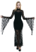 Dark Style Gothic Punk Women High Collar Sheer Chest Floral Lace Long Sleeve Dress Elegant Back Hollow Mermaid Fitting Goth Dress Outfit