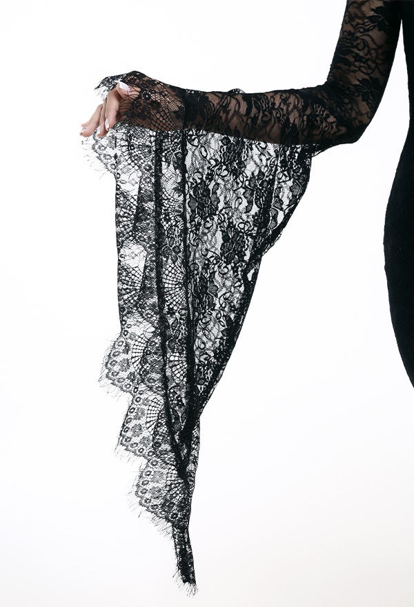 black bolero jacket for evening dress Womens Sexy Goth Sheer Lace Maxi Dress Widow