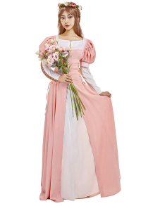 Exclusive Medieval Renaissance XVI Century Puff Sleeves Fake Two-Piece Dress