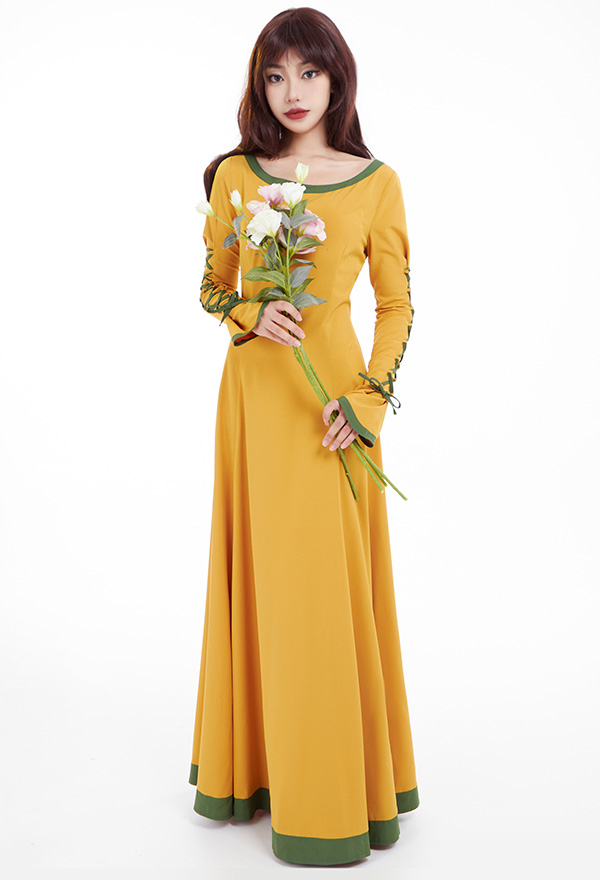 Sweet Medieval Renaissance Costume - Wedding Long Casual Dress with Back  Lace-up Design | Top Quality Dress for Sale