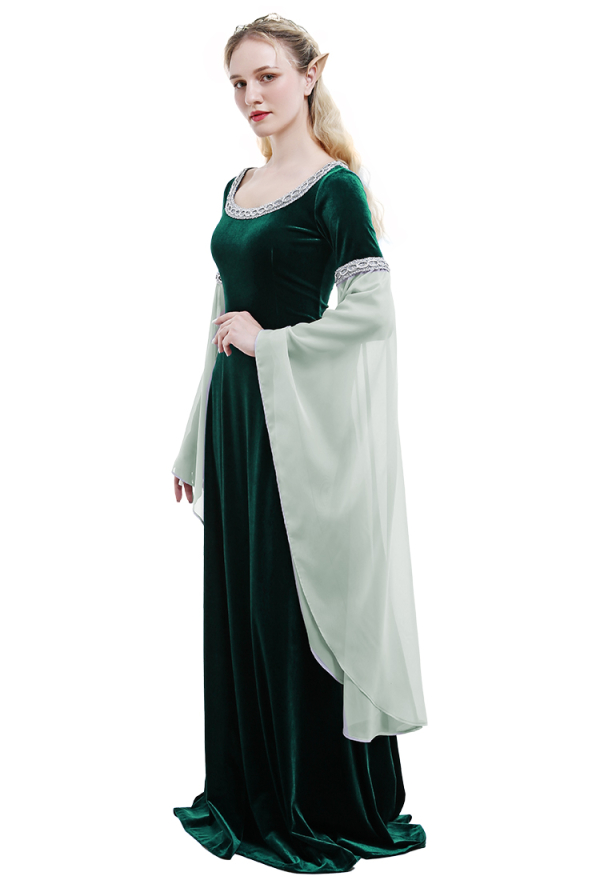 Retro Fairy Elf Dark Green Velvet Gown - Medieval Costume Historical Dress | Top Quality Dress for Sale Retro Fairy Elf Dark Green Velvet Gown - Medieval Costume Historical Dress | Top Quality Dress for Sale