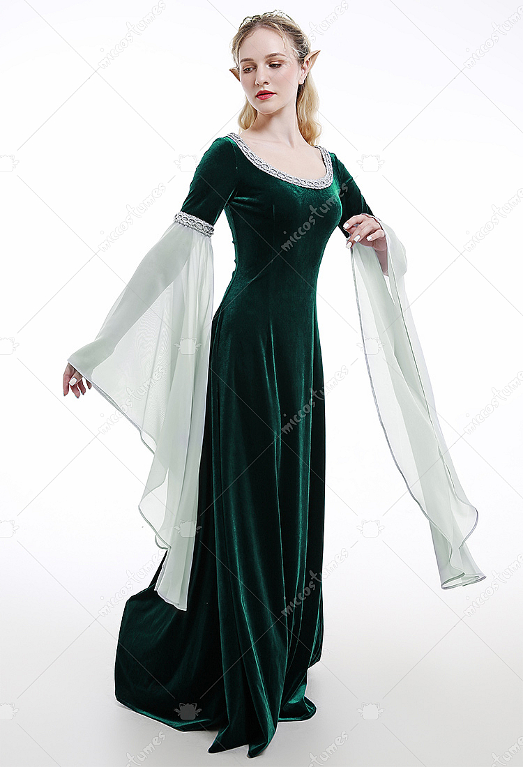 Robe Gothique Longue Femme Grande Taille | Style Médiéval Vampire Pour Halloween Et Soirées | Manches Papillons Et Tissu Extensible