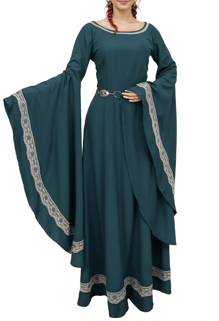Medieval Renaissance Costume Green Historical Retro Dress Gown for Role Play Party Halloween