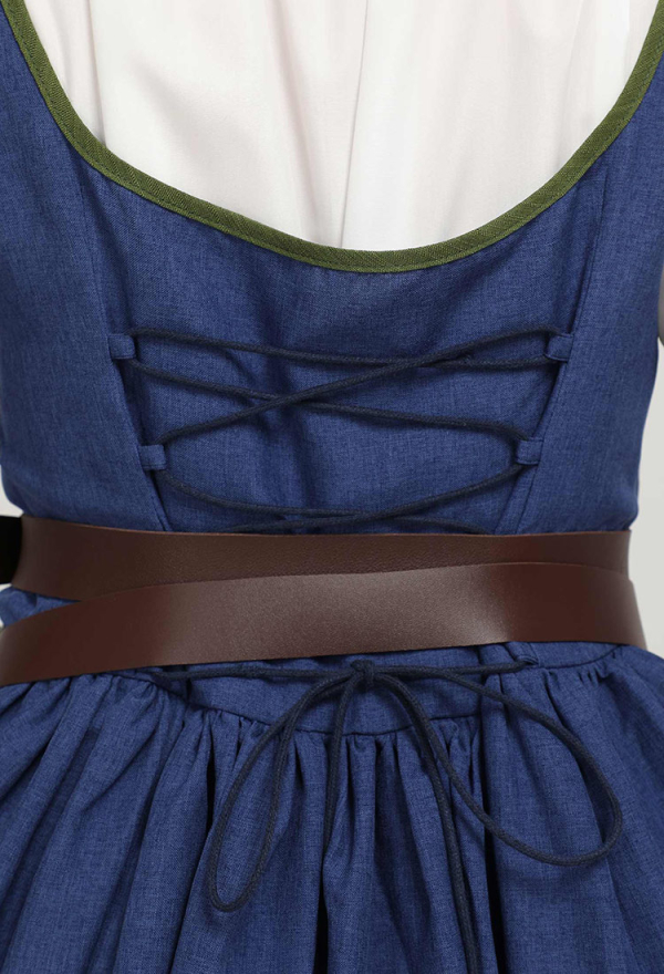 sachin and babi light blue dress Historically Inspired Bustier Midi Dress with Lace Trim in Gothic Black Velvet S main image 1