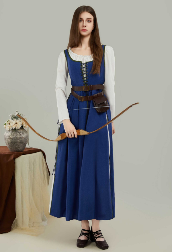 Women Costume- Medieval Renaissance Dress Vintage Long Dress with Belt and Waist Bag Cosplay | Top Quality Outfits for Sale Women Costume- Medieval Renaissance Dress Vintage Long Dress with Belt and Waist Bag Cosplay | Top Quality Outfits for Sale