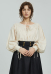 Femme Chemisier Médiévale Blanche avec Bordure Plissée et Manches Larges