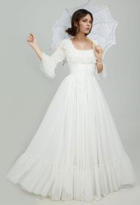 Medieval Rococo Costume Marie Antoinette Ball Gown Victorian Dress White Long Square Neck Lace Dress