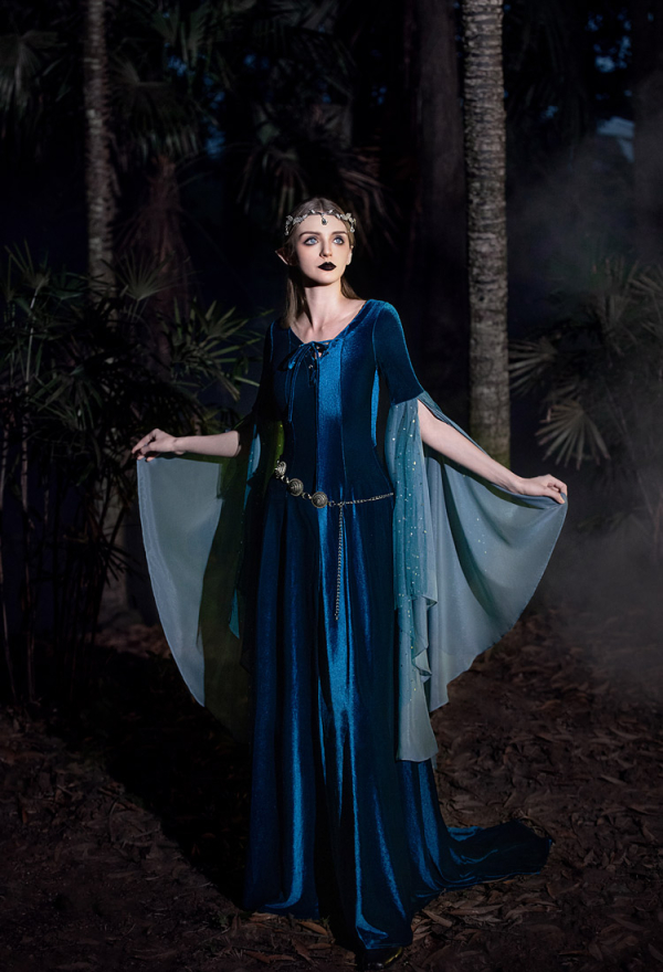 Women Medieval Renaissance Costume - Historical Retro Celtic Fairy Velvet  Gown V-neck Lace-up Long Sleeves Dress | Top Quality Dress for Sale