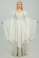 Medieval Renaissance Costume Fairy Elf Wide Sleeve Cinched Waist Dress
