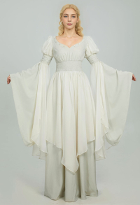 Medieval Renaissance Costume Fairy Elf Wide Sleeve Cinched Waist Dress