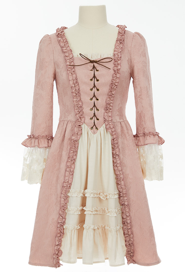 quarter sleeve lace dress Andrea & Leo A1352 Three Quarter Sleeve Lace & Tulle Ball Gown, Dusty Rose / 10 main image 0