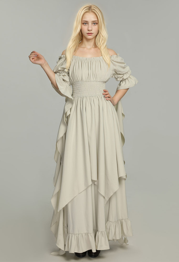 white victorian dress White Victorian Cotton Long Sleeve Dress with Intricate Lace – Eveliina  Vintage main image 0