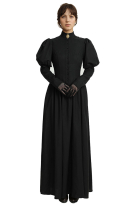 Medieval Renaissance Style Dress Gothic Victorian Dress with Gloves and Brooch