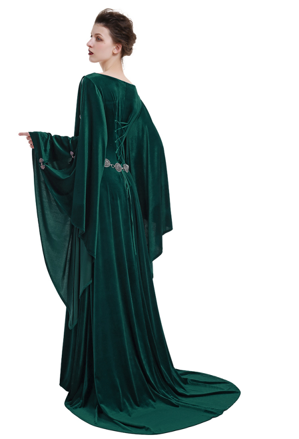 Women Medieval Costume - Vintage Historical Dress Retro Dark Green Velvet Celtic Gown Cosplay | Top Quality Dress for Sale Women Medieval Costume - Vintage Historical Dress Retro Dark Green Velvet Celtic Gown Cosplay | Top Quality Dress for Sale