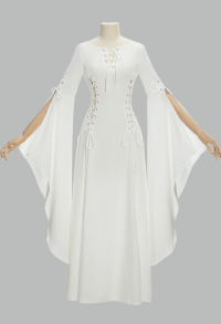 Medieval Renaissance Dress White Long Sleeves Vintage Wedding Dress