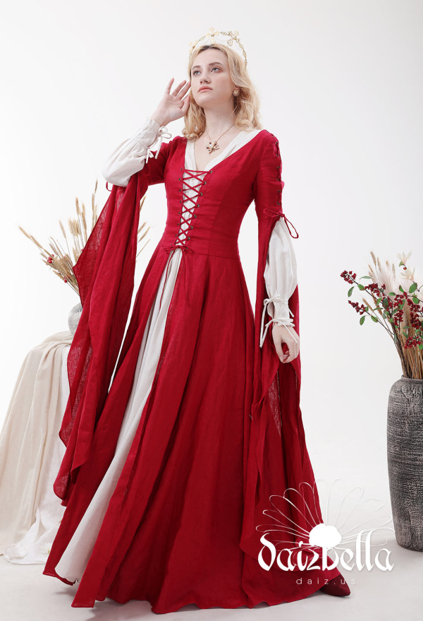 The Duchess Medieval Wedding Dress Exclusive Medieval Costume Linen Dress for Sale