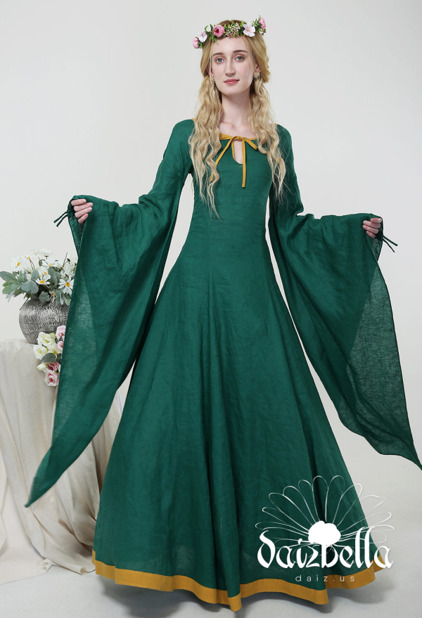 Medieval Linen Underdress for Women Slit Neckline Long Sleeve Biblical  Peasant Costume