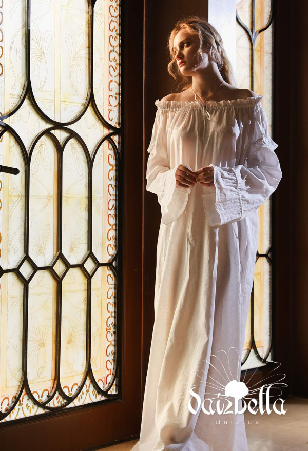 Sweet Dreams: Exclusive Cotton-Linen Blended Off Shoulder Wedding Medieval  Chemise