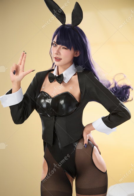 My Dress Up Dear Marin Cosplay Costume Black Bunny Bodysuit and Coat with Stockings and Bunny Ear Headband