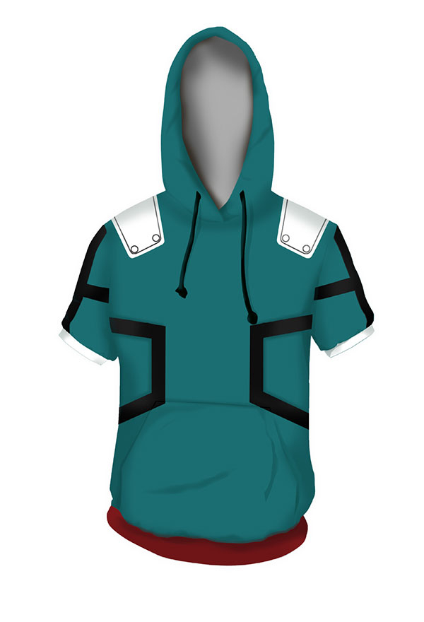 My Hero Academia Kurzarm Izuku Midoriya Deku 3D gedruckt Cosplay Kostüm Kapuzenpullover Hoodie Uniform