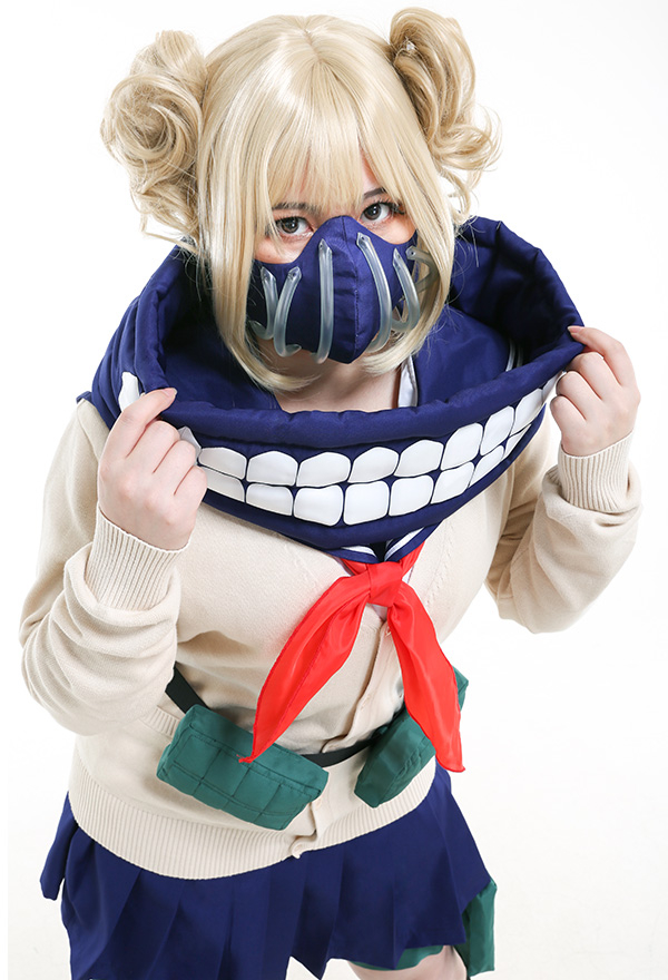 Talla grande My Hero Academia Liga de Villanos Himiko Toga JK Suéter de Uniforme Escolar Curvilíneo con Máscara y Riñonera