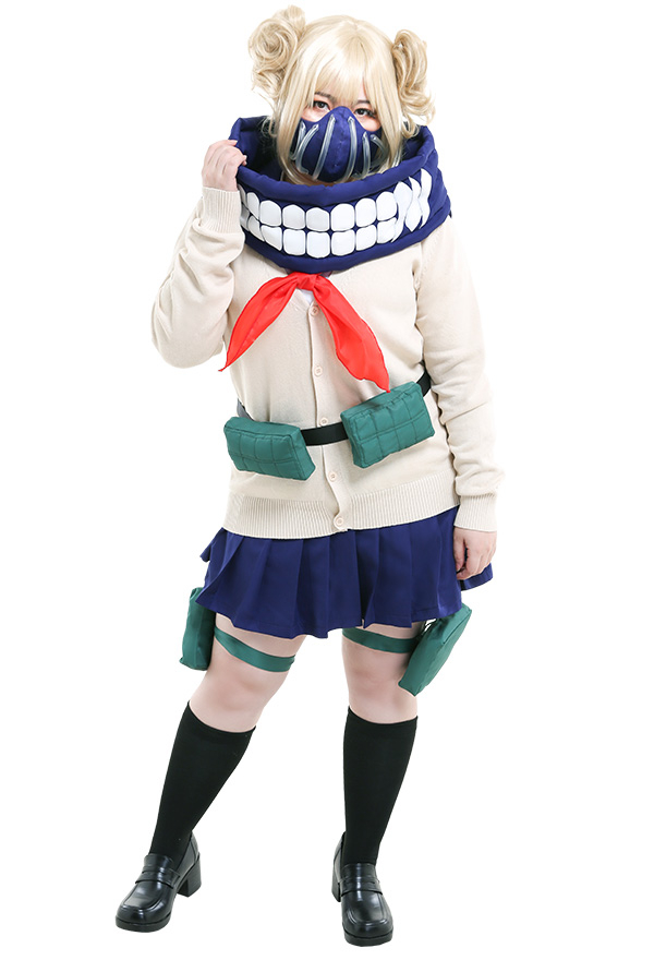 Talla grande My Hero Academia Liga de Villanos Himiko Toga JK Suéter de Uniforme Escolar Curvilíneo con Máscara y Riñonera