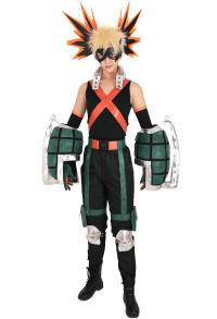 MHA Katsuki Bakugou Kacchan Cosplay Costume Fullset Hero Costume Battle Suit with Gauntlets
