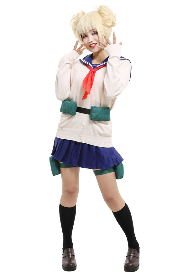 My Hero Academia League of Villains Himiko Toga Cosplay Kostüm JK Schuluniform mit Strickjacke