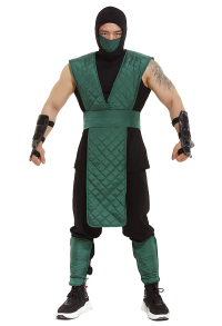 Mortal Kombat Reptile Cosplay Costume Green Suit with Face Covering