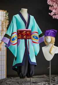 Mononoke Medicine Seller Kusuriuri Cosplay Costume Kimono Coat and Cropped Pants with Obi Belt
