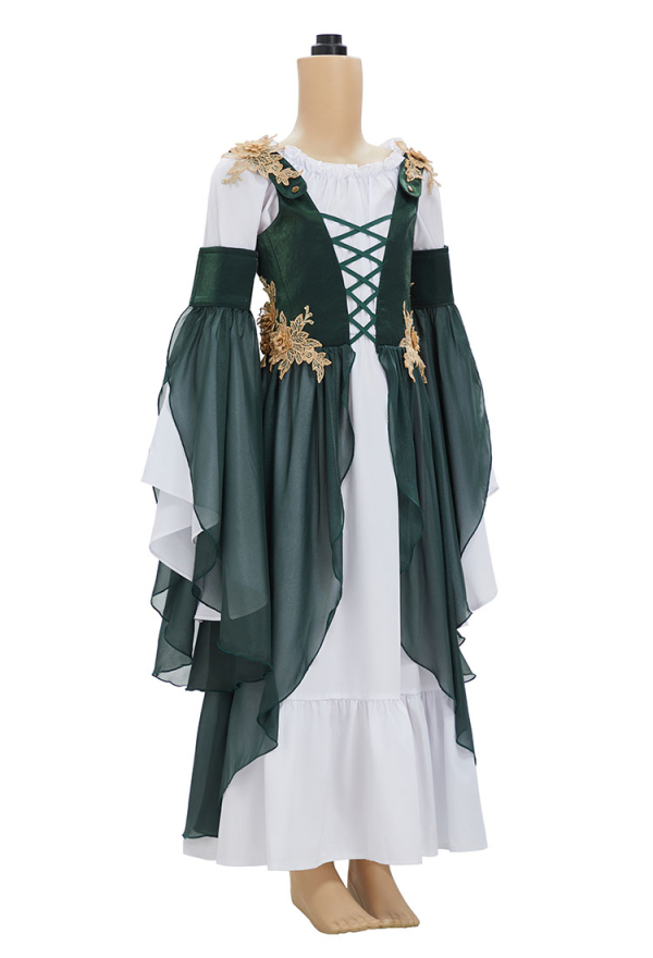 slim fit dress slacks Mythrojan Traditional Irish Celtic Dress : Chemise and Over Dress Medieval Renaissance Costume SCA LARP : Green main image 1