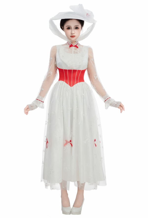 Mary Poppins Cosplay White Dress - Costumes for Women | Top Quality Outfits for Sale Mary Poppins Cosplay White Dress - Costumes for Women | Top Quality Outfits for Sale
