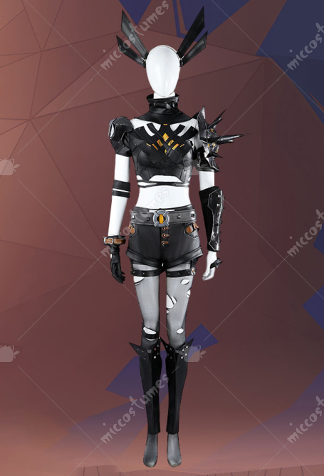 Rival Girl Super Heroine Sword Girl Cosplay Costume Top Shorts Full Set with Shoulder Armor