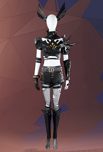 Rival Girl Super Heroine Sword Girl Cosplay Costume Top Shorts Full Set with Shoulder Armor