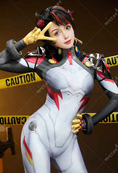Rival Girl Peni Cosplay Costume Bodysuit with Shoulder Guards and Wrist Cuffs
