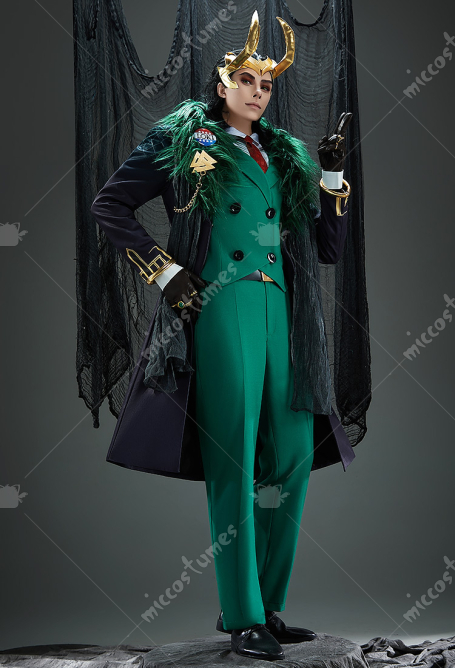 Rival Girl Lokki President Cosplay Costume Shirt and Vest with Trousers and Coat