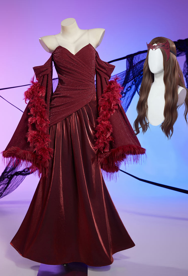 strapless open back dress 21SIX Red Esther Silk Cape Maxi Dress main image 0