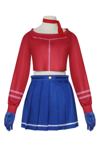 MiSide Mita Cosplay Costume Red Top Blue Skirt with Gloves Stockings