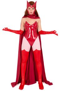 Super Heldin Cosplay Kostüm Bodysuit Inspiriert von Scarlet Witch mit Umhang