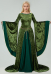 Renaissance Medieval Style Elinor Derivative Long Wide Sleeves Green Velvet Dress and Waist Chain Cosplay Costume