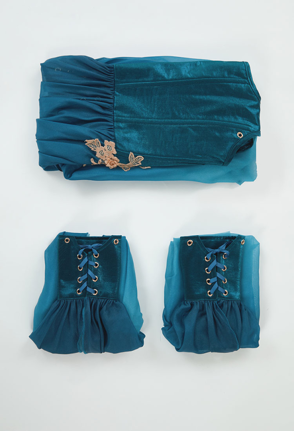 Women Medieval Renaissance Clothing - Elf Style Blue Gradient Dress with  Sleeves Cosplay Costume