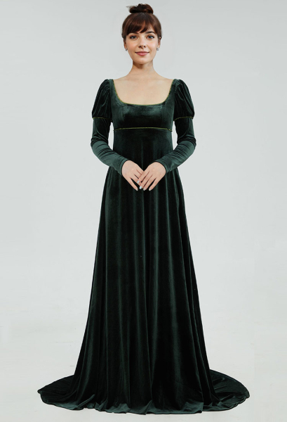 Women Medieval Renaissance Dress Costume - Court Style Low Neck Green Velvet Long Dress Gown Cosplay | Top Quality Dress for Sale Women Medieval Renaissance Dress Costume - Court Style Low Neck Green Velvet Long Dress Gown Cosplay | Top Quality Dress for Sale