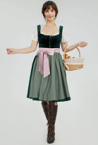 German Oktoberfest Bavarian Dirndl Dress Medieval Style German Traditional Dress Square Neck Dress and Top with Apron Costume