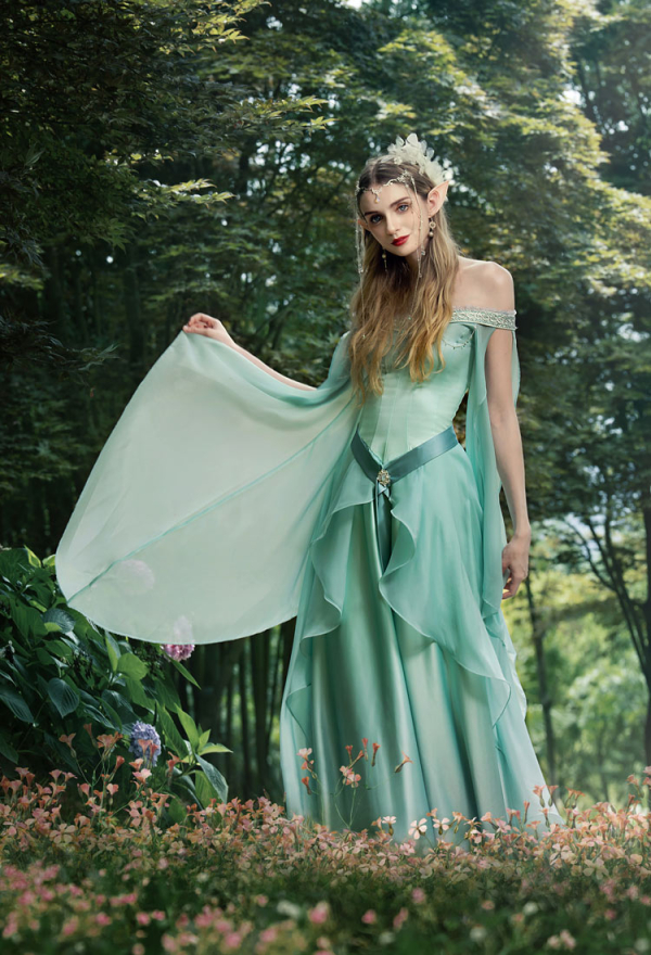 Elegant Green Elf Outfit Adults Red, Green Gold Elegant Elf