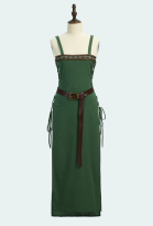 Medieval Vintage Viking Style Green Apron with Belt
