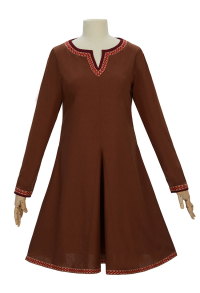 Medieval Vintage Viking Style Long Sleeve Dress Renaissance Underdress Brown Short Dress